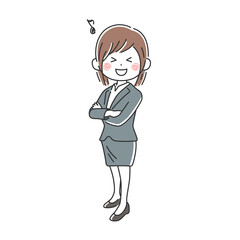 腕組みをする笑顔のビジネスウーマンのイラスト