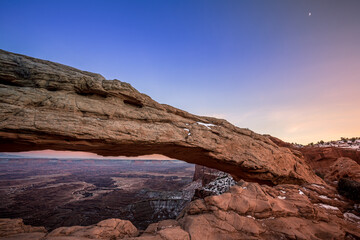 Fototapeta na wymiar Mesa Arch at Twilight, Canyonlands National Park, Utah