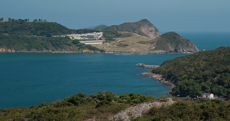 Beautiful scenery from the mountain in tung lung chau