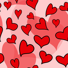 Red hearts in a seamless repeating pattern.