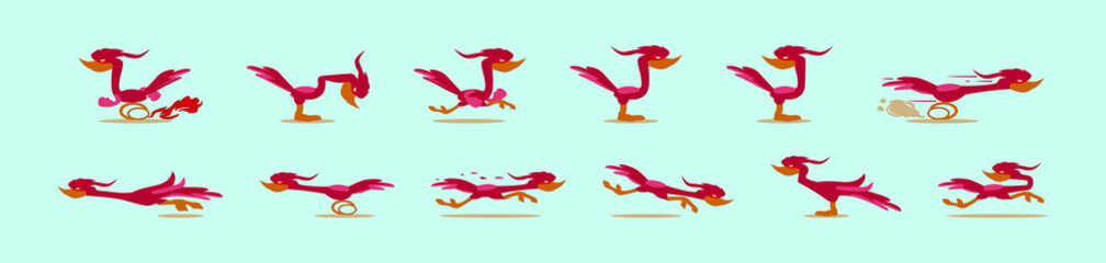 set of roadrunner cartoon icon design template with various models. vector illustration isolated on blue background