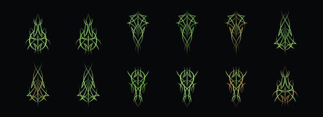 set of pinstripes cartoon icon design template with various models. vector illustration isolated on black background