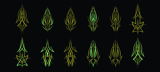 set of pinstripes cartoon icon design template with various models. vector illustration isolated on black background