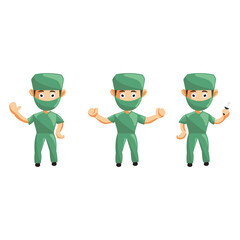 Nurse Man hospital character clothes healthcare mascot Set