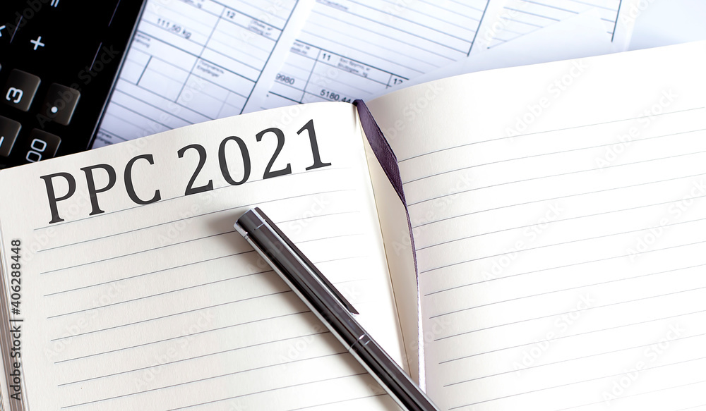 Poster notebook with toolls and notes about ppc 2021