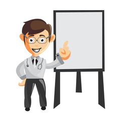 Doctor Man characters hospital medicine staff clothes illustration with Blank Board