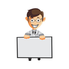Doctor Man characters hospital medicine staff clothes illustration with Blank Board