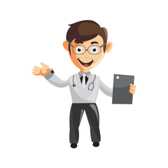 Doctor Man characters hospital medicine staff clothes illustration Hold Tablet Phone