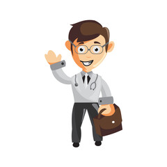 Doctor Man characters hospital medicine staff clothes illustration Bring bag