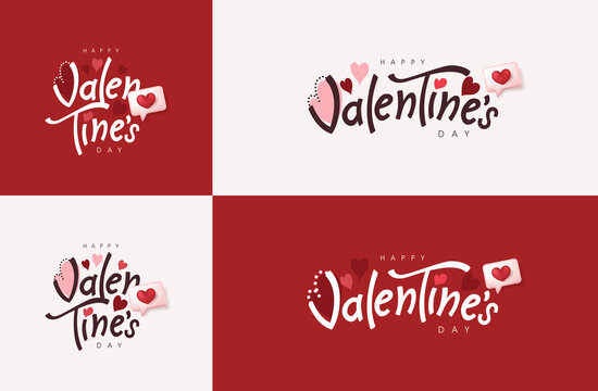  Set Of Valentine's Day Sale Poster Or Banner Backgroud.