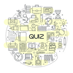 Quiz thin line concept. Vector illustration