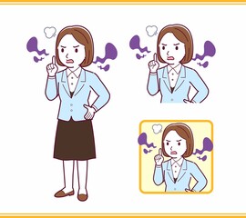 Young woman in a light blue suit