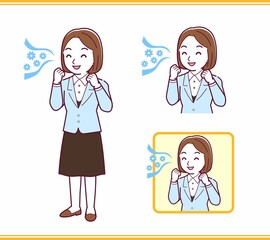 Young woman in a light blue suit