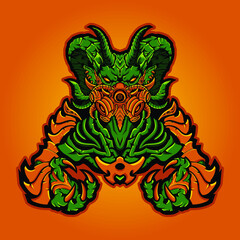 Green Monster Vector Illustration Design ,can be use tattoo, t shirt design, poster, background, wallpaper, decoration.