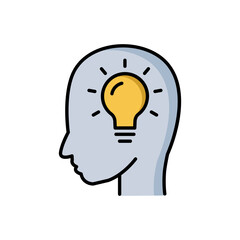 Head lineal color icon with light bulb. Concept of new idea. Idea generation process. simple design editable. Design template vector