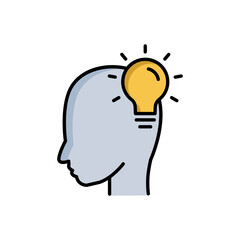 Head lineal color icon with light bulb. Concept of new idea. Idea generation process. simple design editable. Design template vector