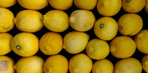 a collection of fresh lemons in a basket