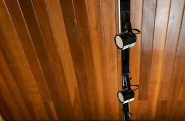 recording studio lamps hung from the ceiling