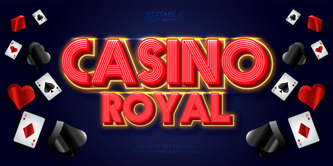 Casino Royal  text, neon style editable text effect