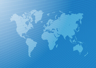 Fototapeta na wymiar World map blue background with curved wavy line technology concept.