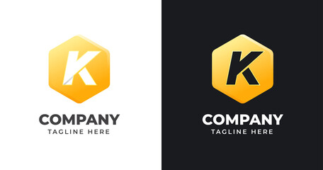 Letter K logo design template with geometric shape style