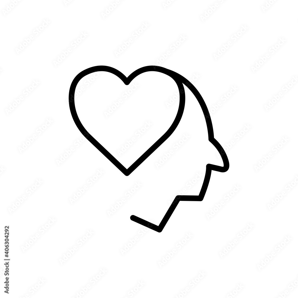 Poster head with heart line icon. in love symbol. simple design editable. design template vector