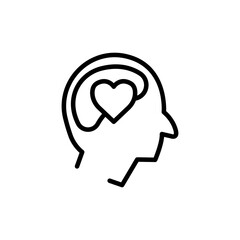 Head with heart line icon. In love symbol. simple design editable. Design template vector