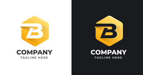 Letter B logo design template with geometric shape style © BlackSweet_Studio