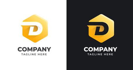 Letter D logo design template with geometric shape style