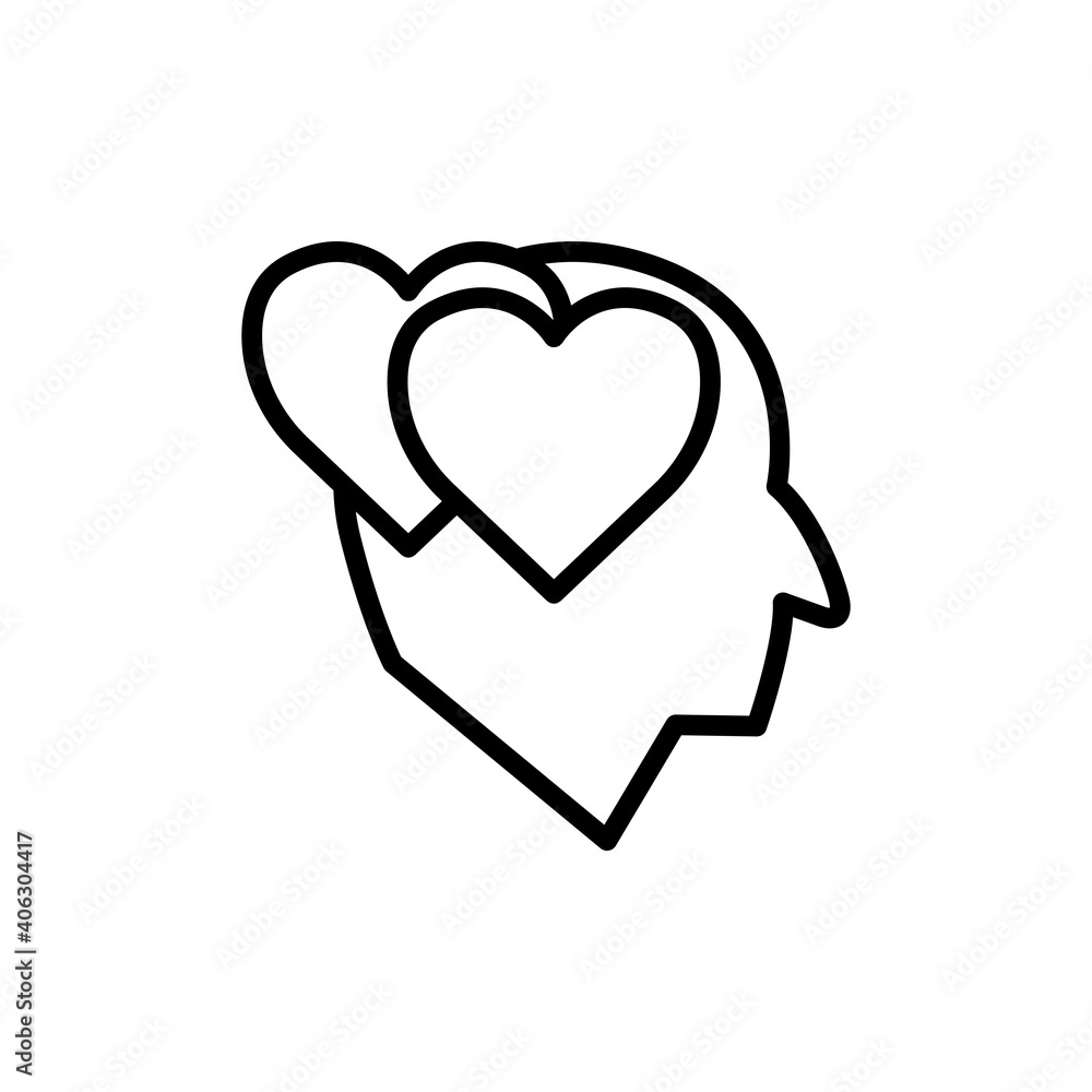 Poster head with heart line icon. in love symbol. simple design editable. design template vector