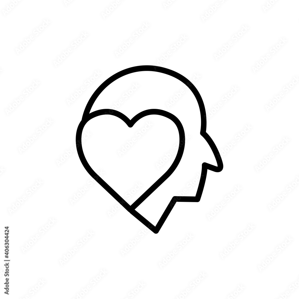 Poster head with heart line icon. in love symbol. simple design editable. design template vector