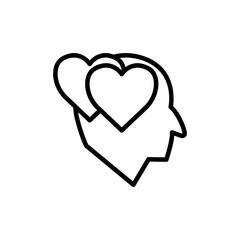 Head with heart line icon. In love symbol. simple design editable. Design template vector