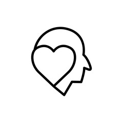 Head with heart line icon. In love symbol. simple design editable. Design template vector