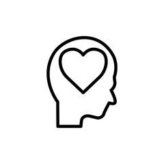 Head with heart line icon. In love symbol. simple design editable. Design template vector