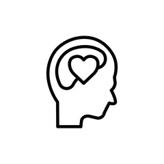 Head with heart line icon. In love symbol. simple design editable. Design template vector