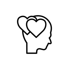 Head with heart line icon. In love symbol. simple design editable. Design template vector