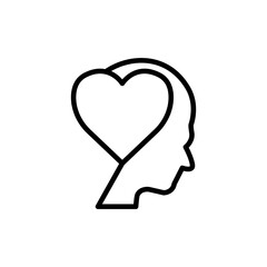 Head with heart line icon. In love symbol. simple design editable. Design template vector
