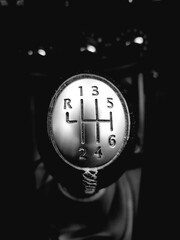 The shift lever in the car
