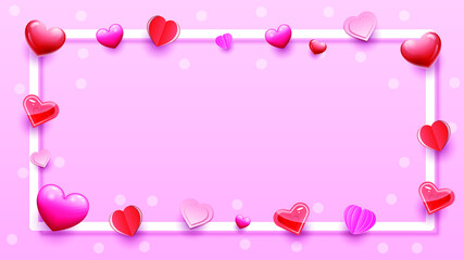 14 February Frame Happy Valentine's Day Hearts Background Love Romantic Vector Design Style