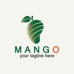 Mango fruit logo vector illustration design template. Mango in flat style. Mango icon. Mango and Healthy Fruit design with modern style. Vector illustration