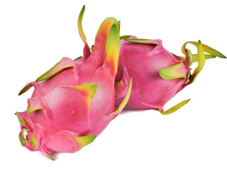 Ripe Dragon fruit,Pitaya or Pitahaya (Hylocercus undatus (Haw) Brit. & Rose)isolated on a white...