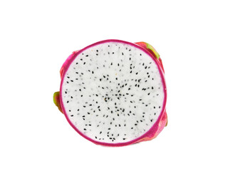 Ripe Dragon fruit,Pitaya or Pitahaya (Hylocercus undatus (Haw) Brit. & Rose)isolated on a white background, fruit healthy concept