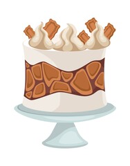 Sweet cake with whipped cream or mousse vector