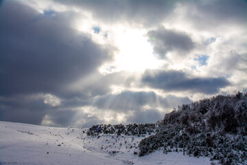 landscape with Apuseni mountains in winter