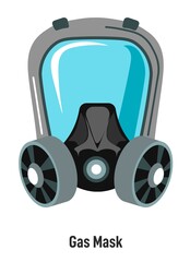 Gas mask with protective glass shield, vector