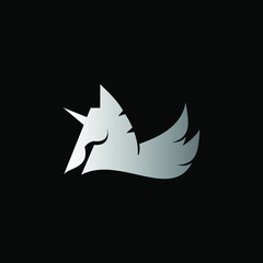 Silver Metallic Pegasus Horse Logo Design Graphic Concept
