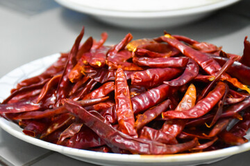 Dried chilies, garlic, shallots, seasoning For background