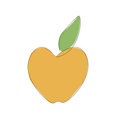 Apple on white background one line drawing, vector illustration	
