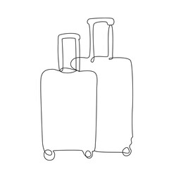 Continuous Line Drawing Suitcases, luggage. Trendy one line draw design vector illustration