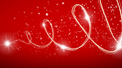 Glowing lights and lines on a festive background. Merry Christmas and Happy New Year. Colored. Airborne particle effects. Winter Holidays background. Vector Illustration